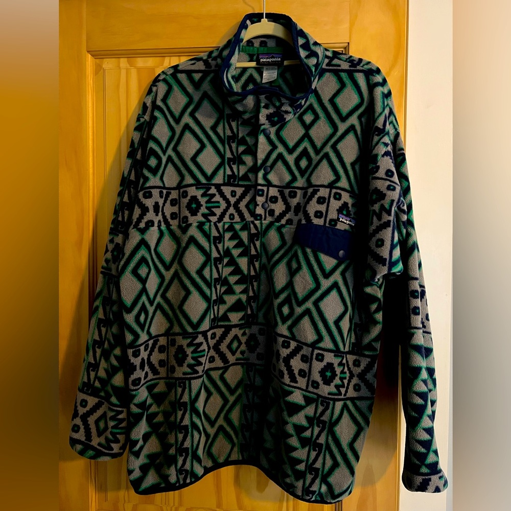 Men’s Patagonia Synchilla Snap Fleece Pullover, Geometric Pattern, Size XL